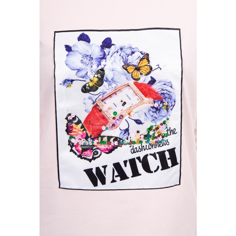 K-Fashion Halenka s 3D grafikou Watch powder pink 84211606