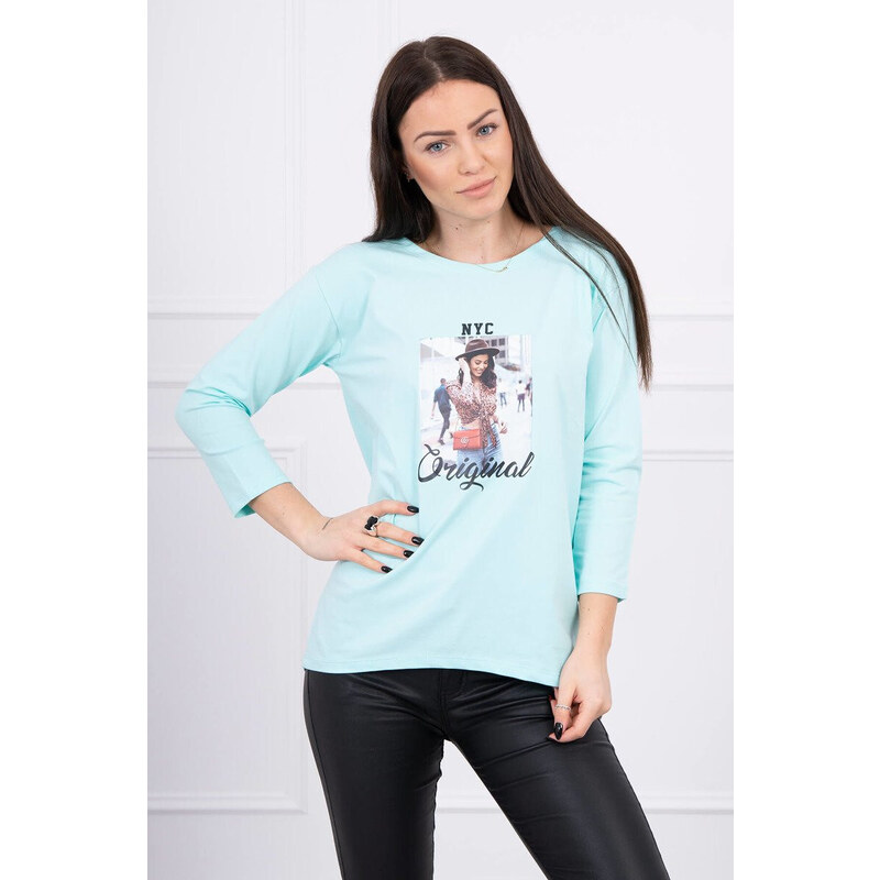K-Fashion Halenka s potiskem Original mint