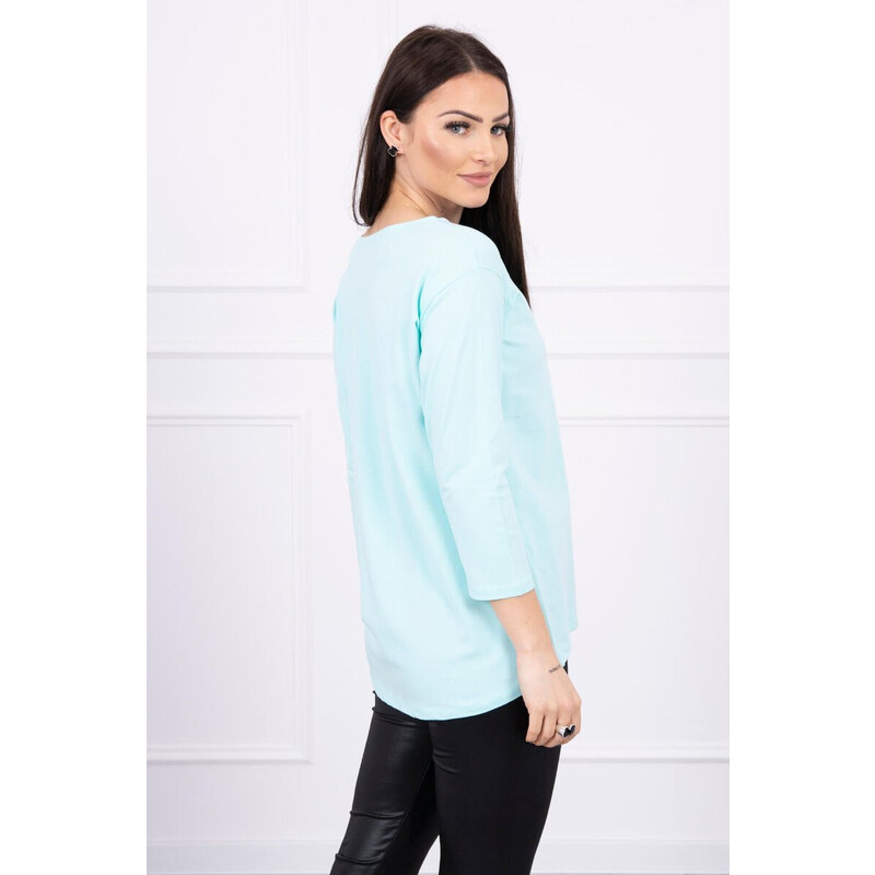 K-Fashion Halenka s potiskem Star Style v mátové barvě