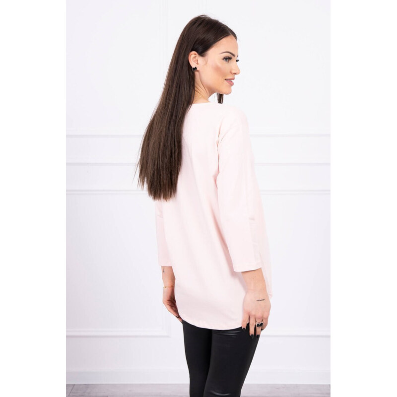 Halenka s potiskem model 18744166 pudrově růžová - K-Fashion