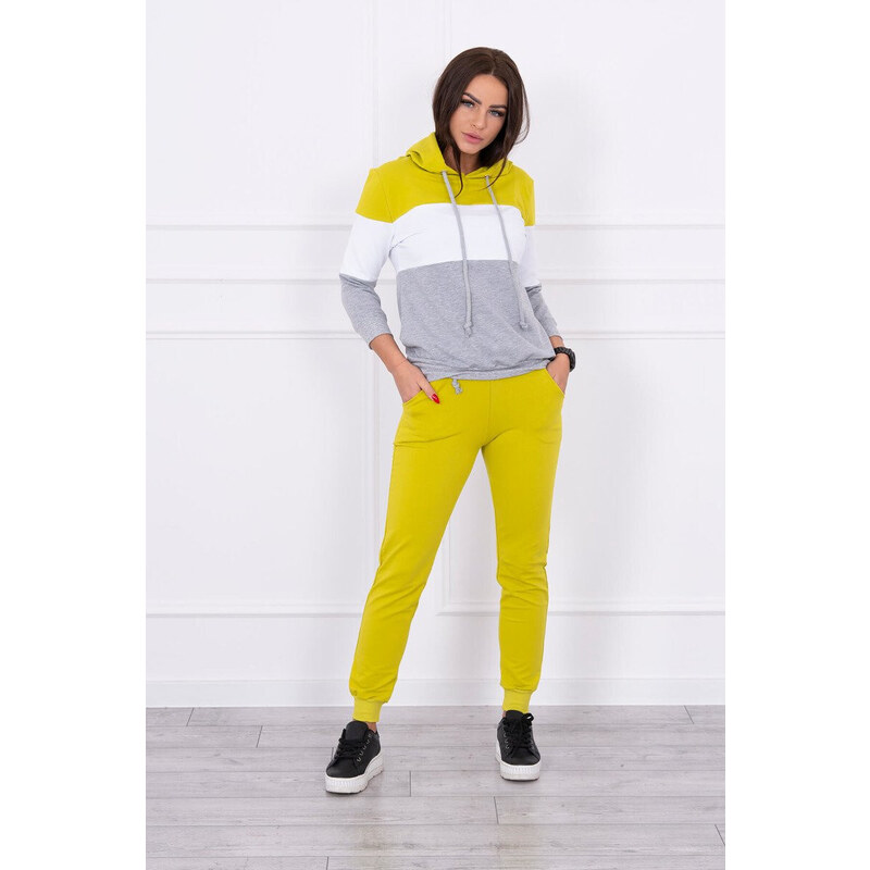 K-Fashion Barevná pruhovaná sada kiwi+bílá