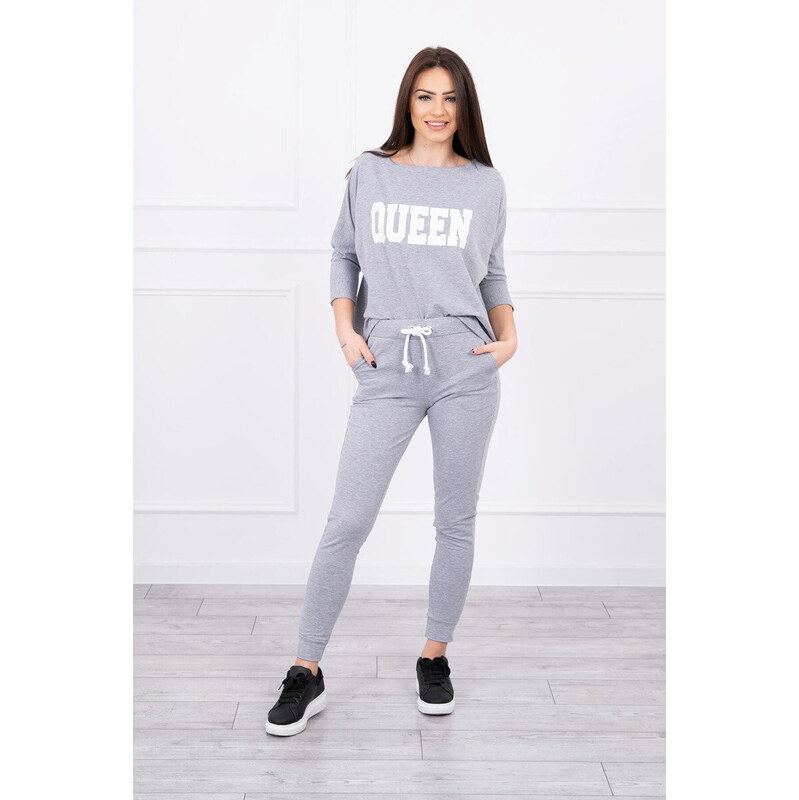 K-Fashion Sada s potiskem Queen grey