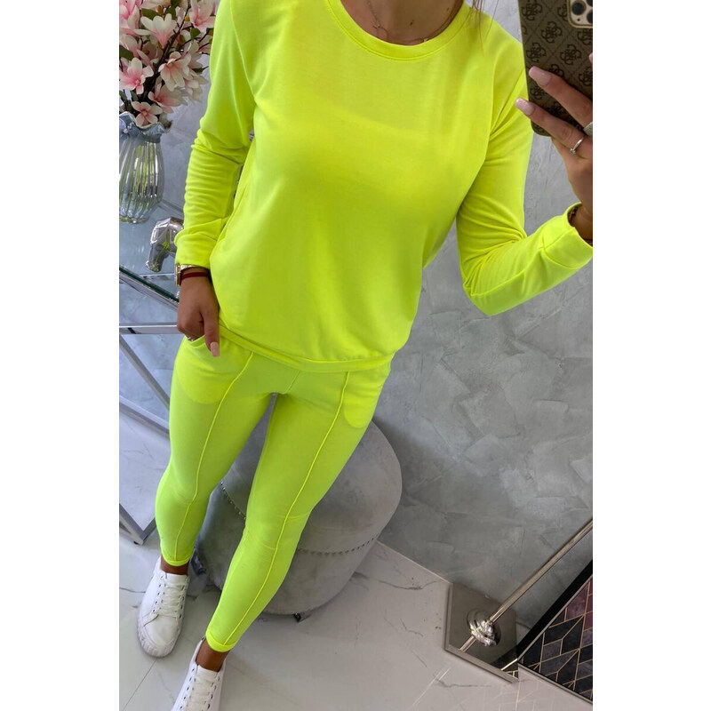 K-Fashion Tepláková souprava žlutá neonová