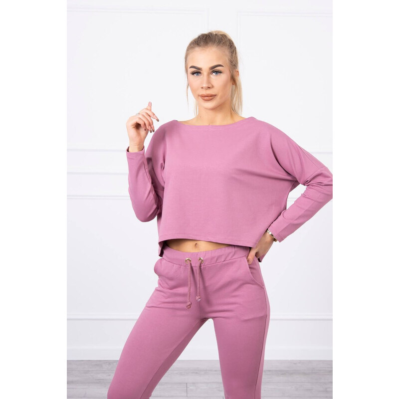 K-Fashion Souprava s oversize blůzou tmavě růžová