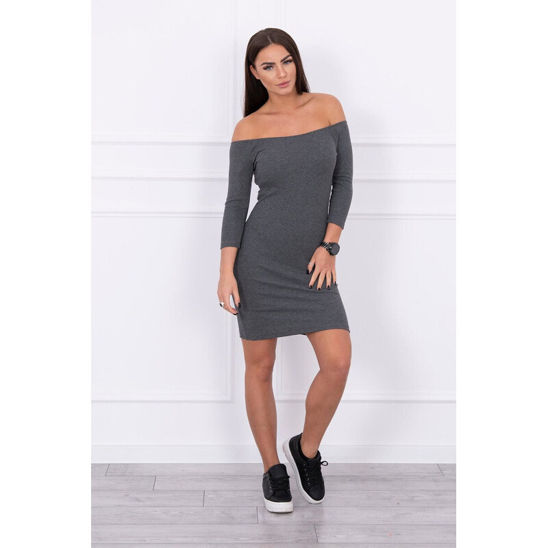 K-Fashion Pruhované vypasované šaty graphite melange