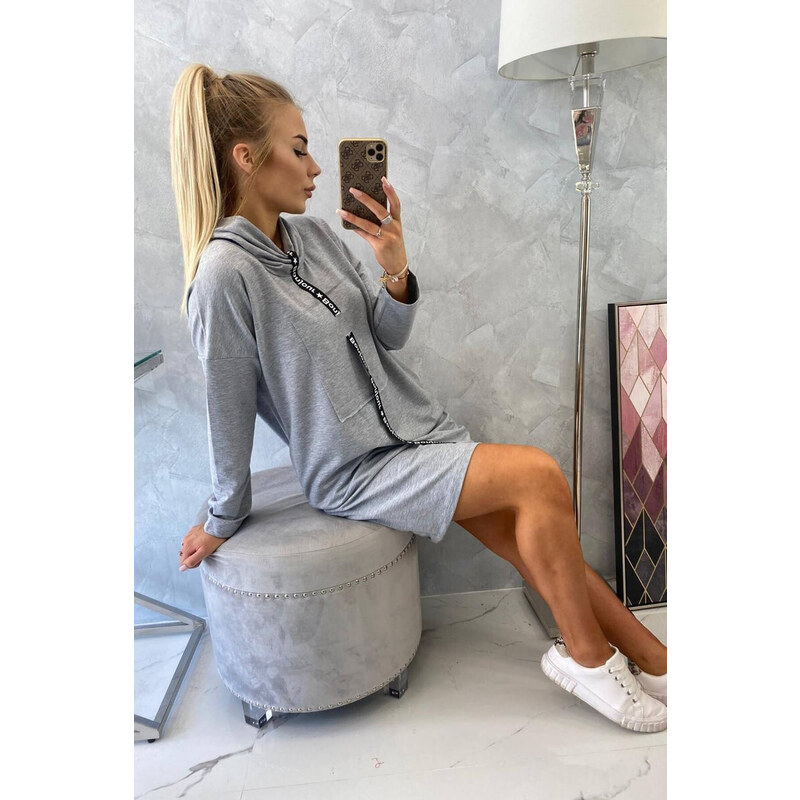K-Fashion Šaty s kravatou šedé