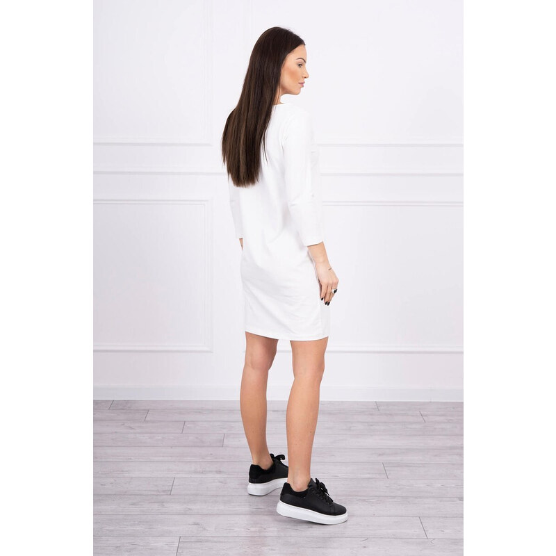 K-Fashion Šaty s 3D grafikou Bird ecru