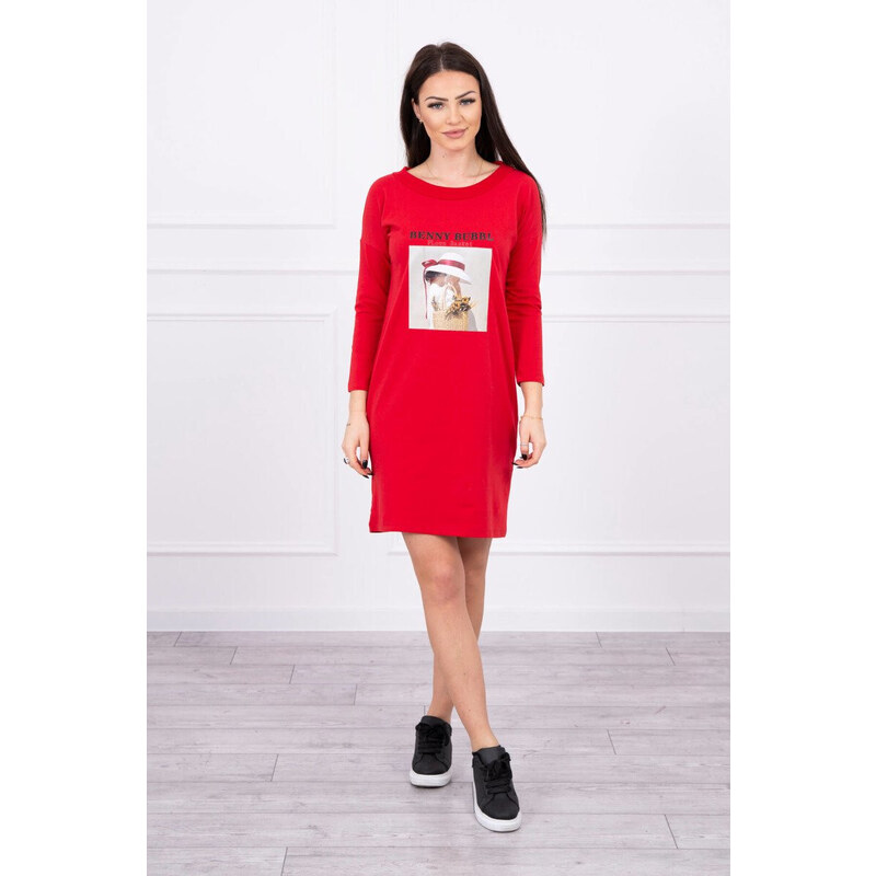 K-Fashion Šaty s potiskem koše červené