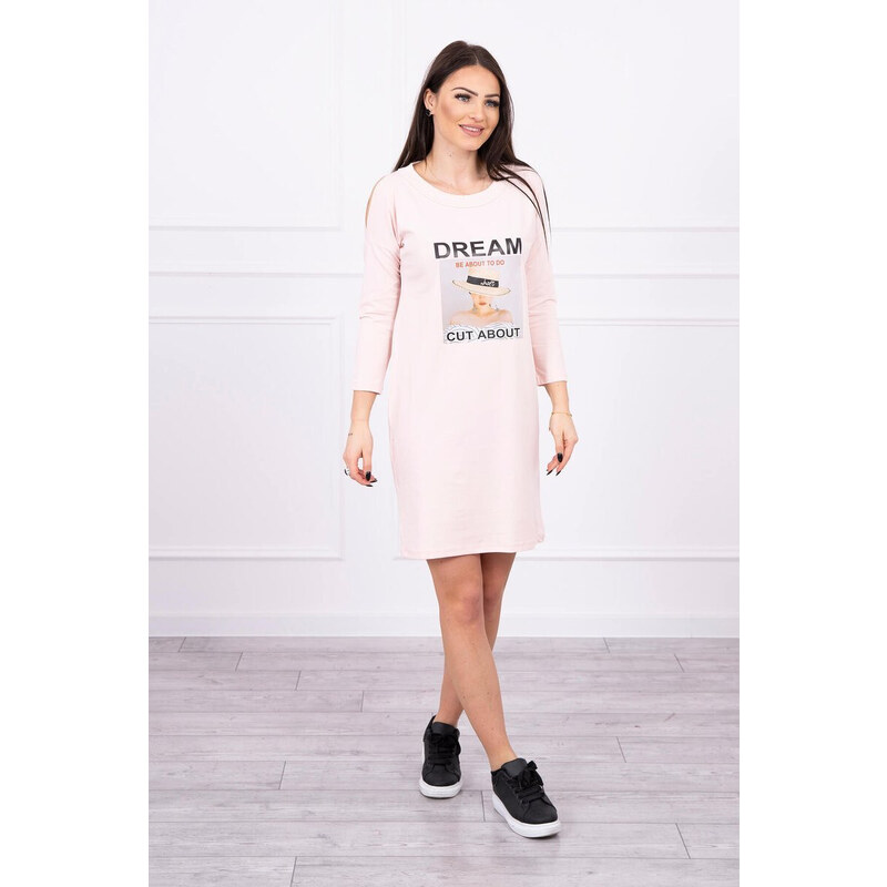 K-Fashion Šaty s potiskem Dream powder pink