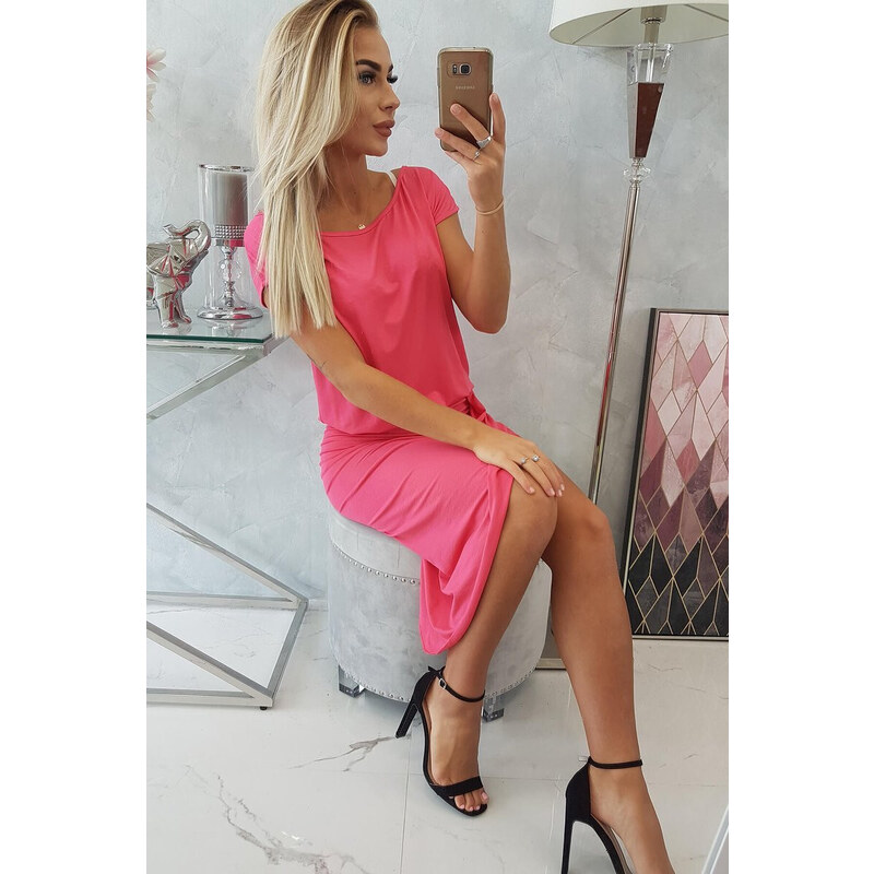 K-Fashion Asymetrické fuchsiové šaty