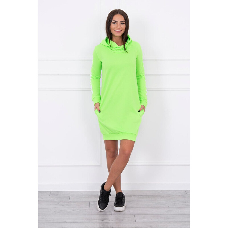 K-Fashion Bílé zelené neonové šaty