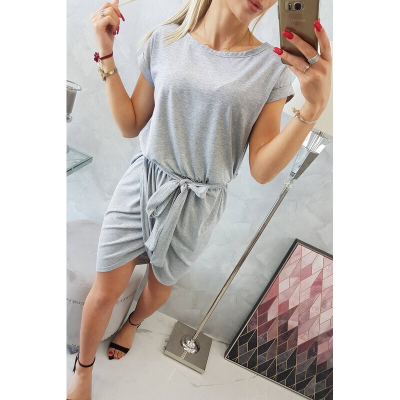 K-Fashion Šaty s obálkou dole šedé