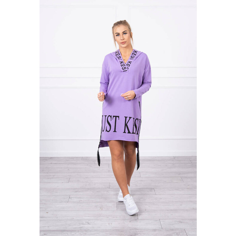 K-Fashion Šaty s kapucí a potiskem fialové
