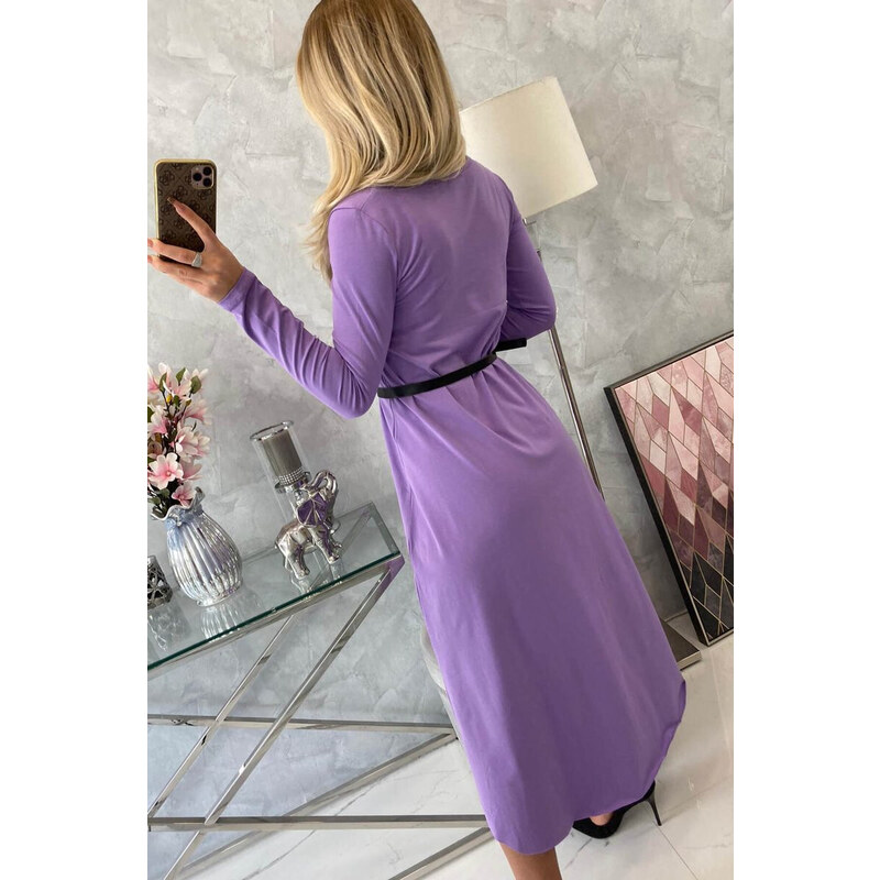 K-Fashion Šaty s ozdobným páskem a nápisem purple