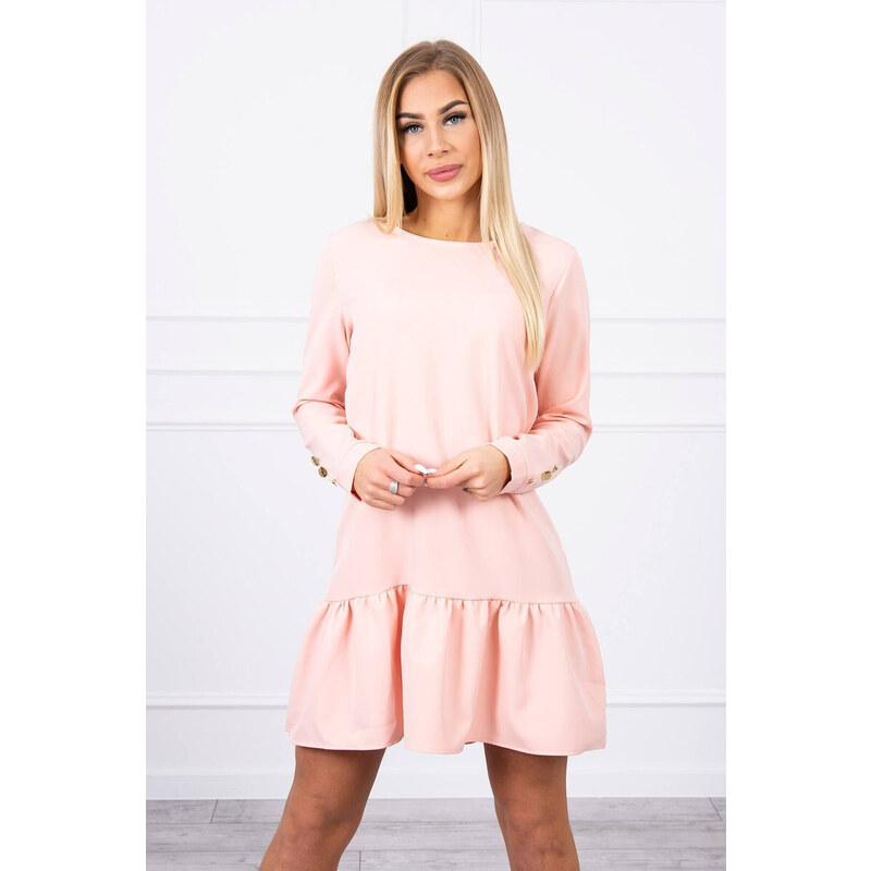 K-Fashion Šaty s volánem světle pudrově růžové