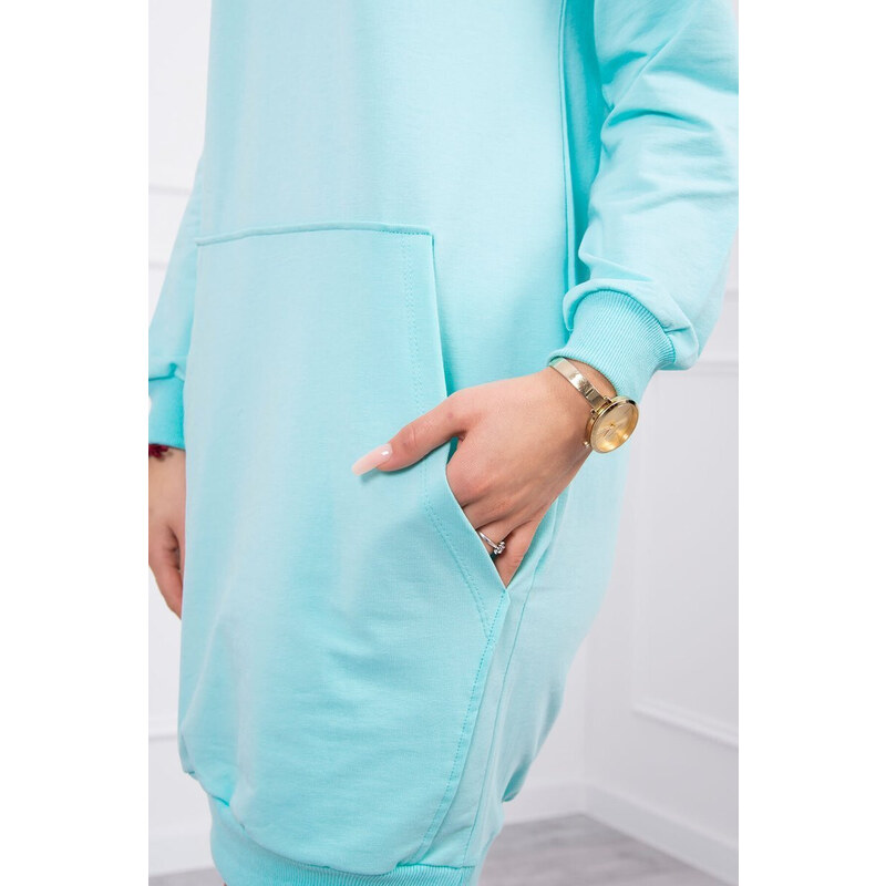 K-Fashion Šaty s kapucí v mátové barvě