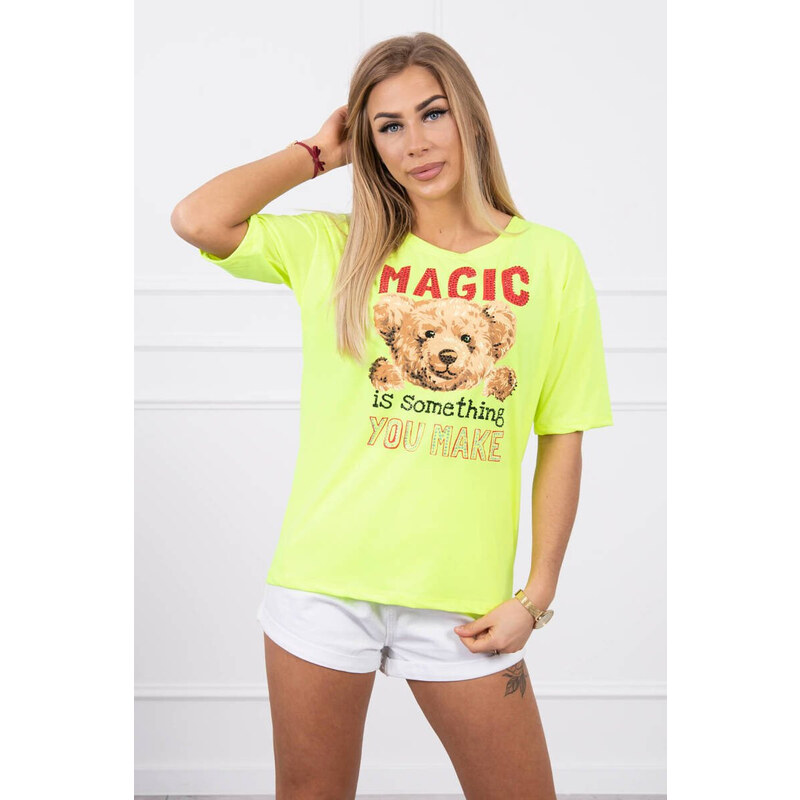 K-Fashion Halenka s potiskem Magic yellow neon