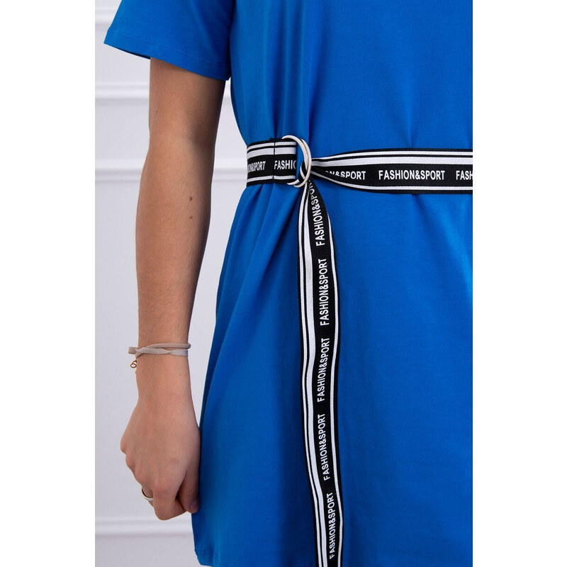 K-Fashion Šaty s ozdobným pruhem chrpově modré barvy