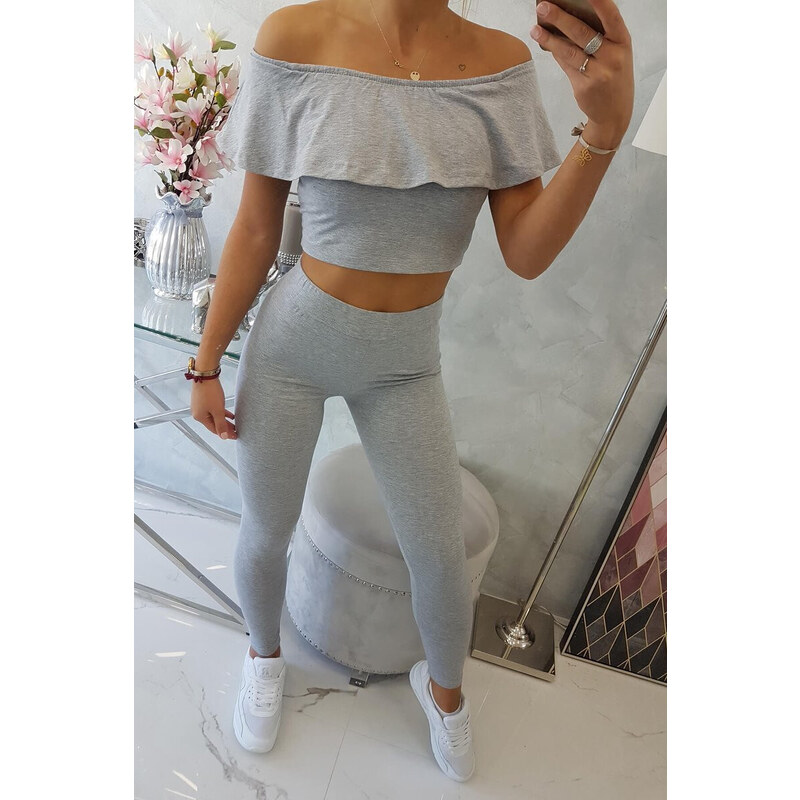 K-Fashion Sada s volánkem šedá