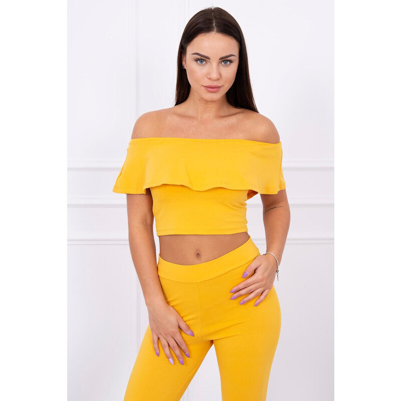 K-Fashion Hořčicová souprava s volánky 84211267