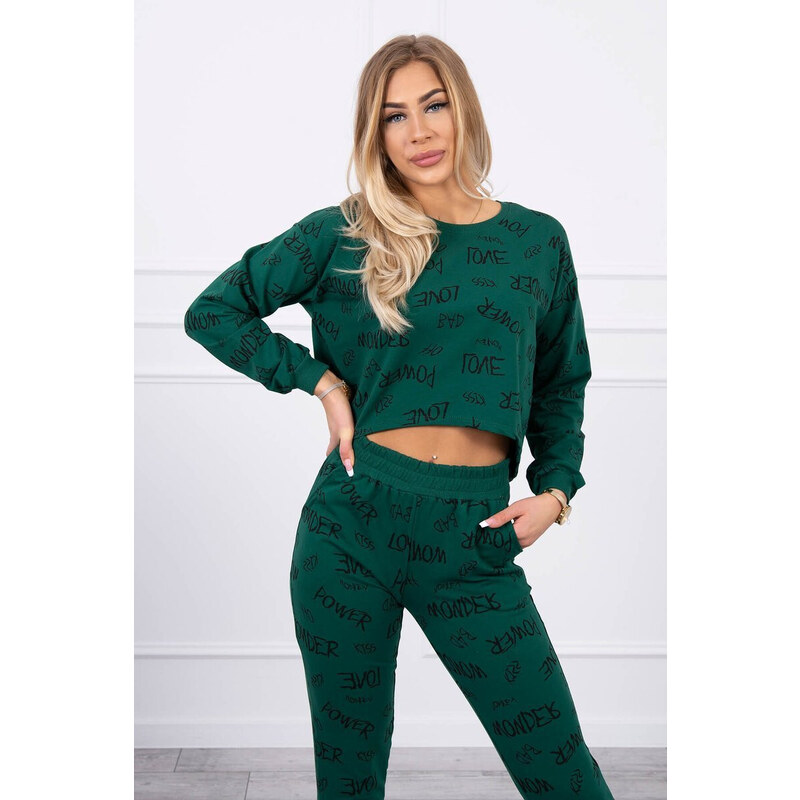 K-Fashion Sada s nápisy zelené barvy