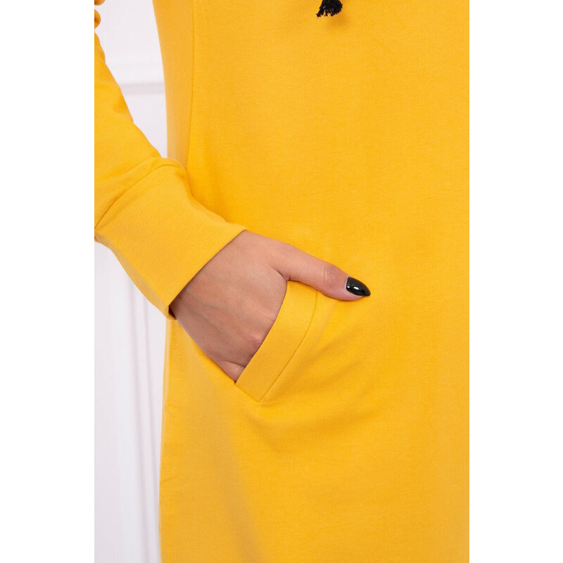 K-Fashion Mikina s kapucí v hořčicové barvě