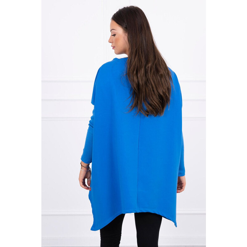 K-Fashion Oversize halenka s asymetrickými boky chrpově modrá 84211483