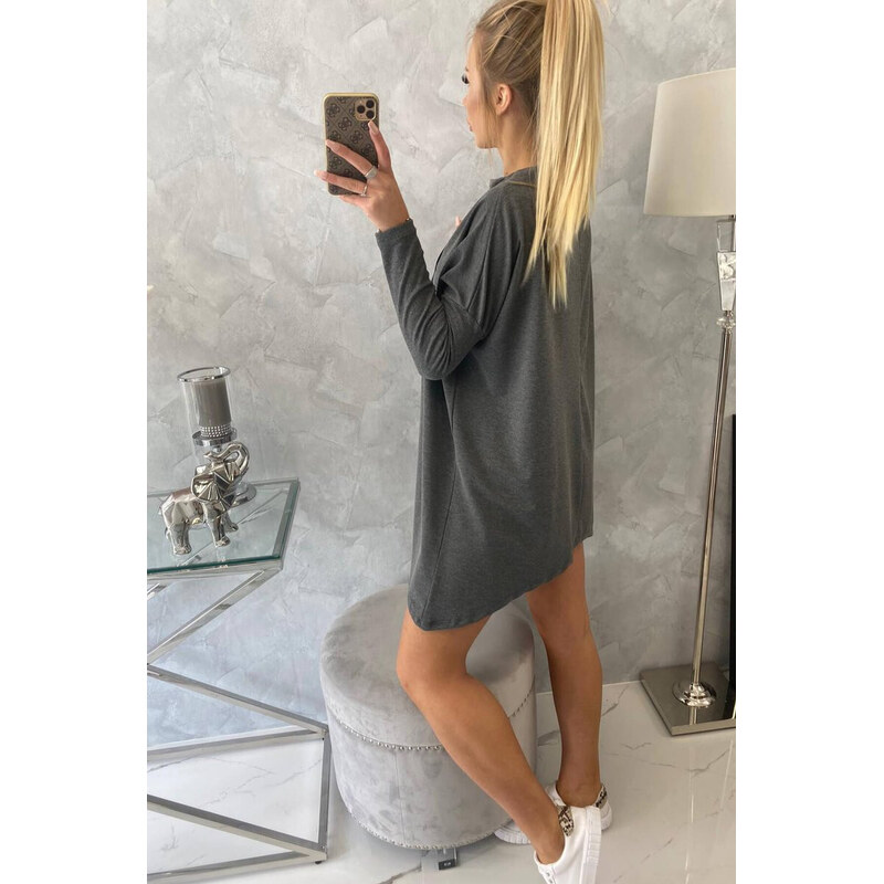 K-Fashion Oversize mikina s asymetrickými boky grafitová