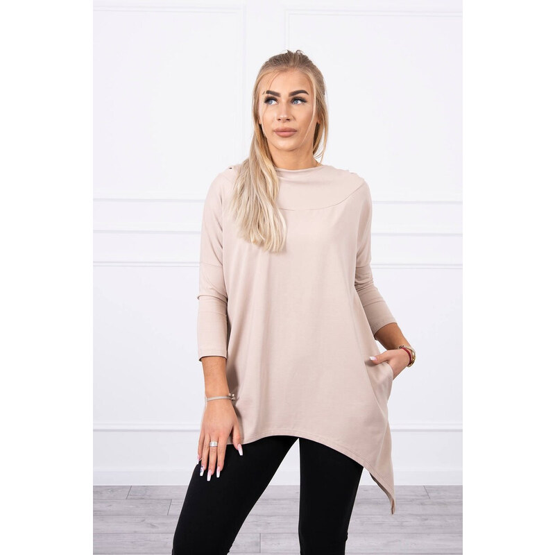 K-Fashion Mikina s potiskem jízdního kola béžová