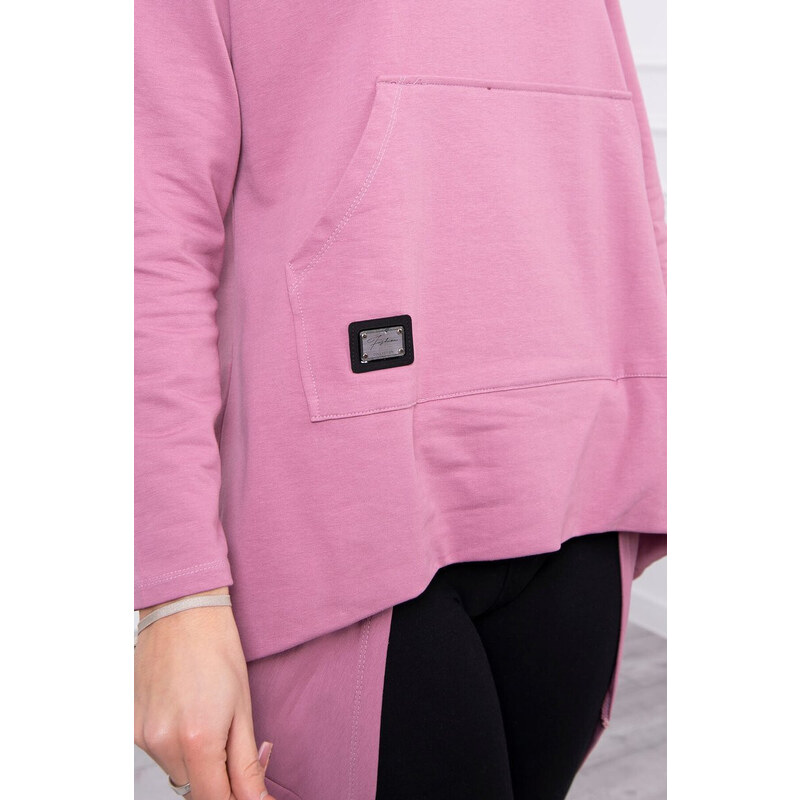 K-Fashion Mikina s kapucí s dlouhými zády tmavě růžová