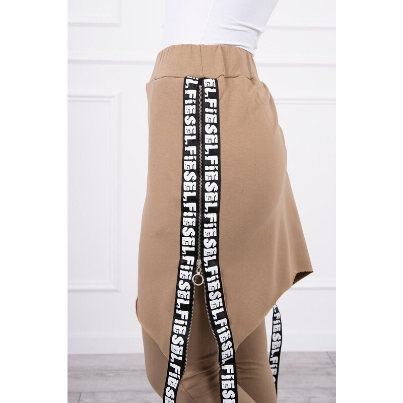 K-Fashion Kalhoty/oblek s nápisem selfie camel 84212308