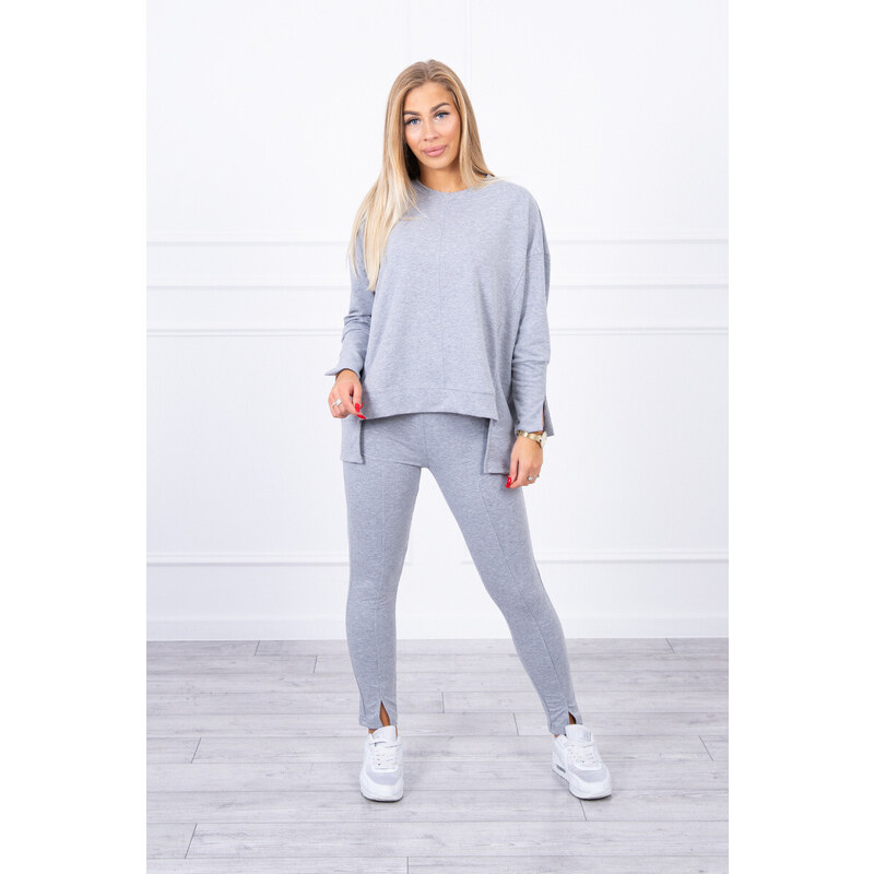 K-Fashion Souprava s oversize šedou halenkou