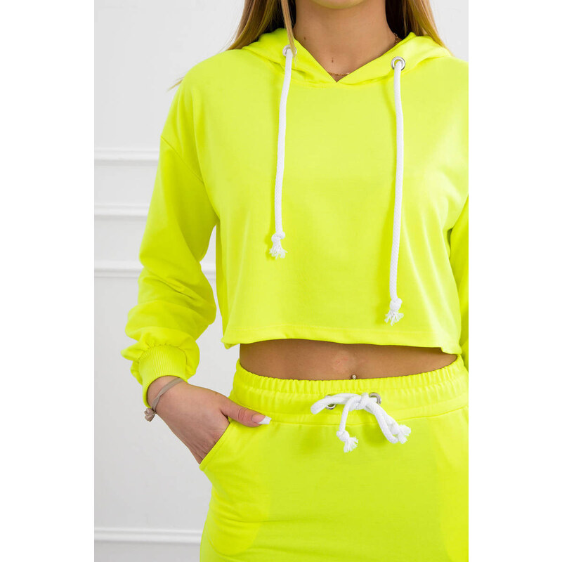 K-Fashion Souprava halenky a sukně neonově žlutá