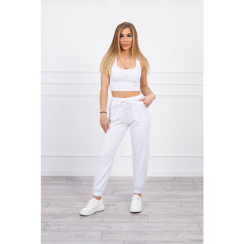 K-Fashion Bílý top+kalhoty