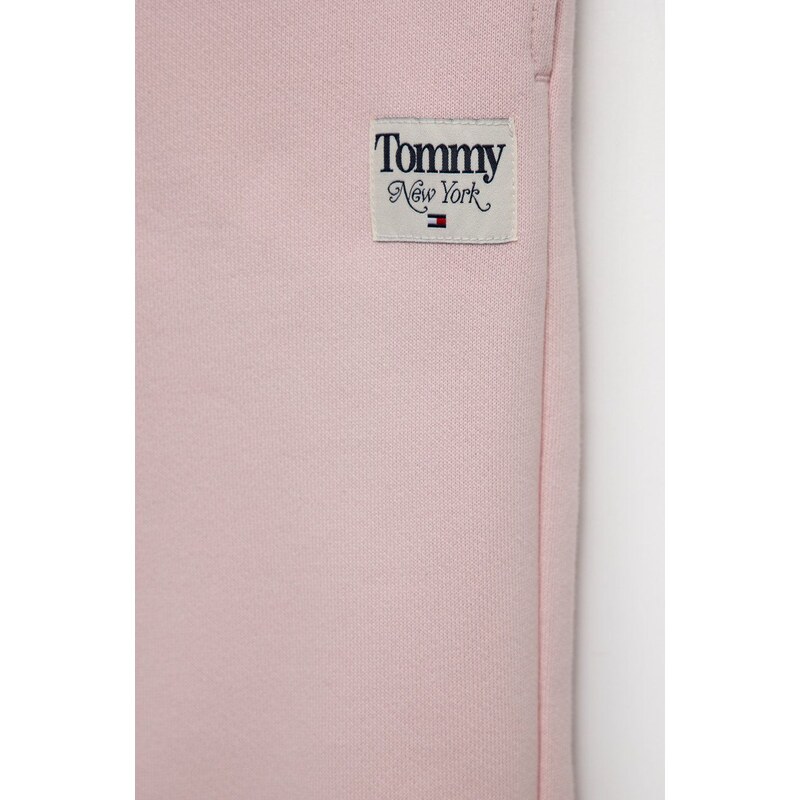 Dětské bavlněné tepláky Tommy Hilfiger růžová barva