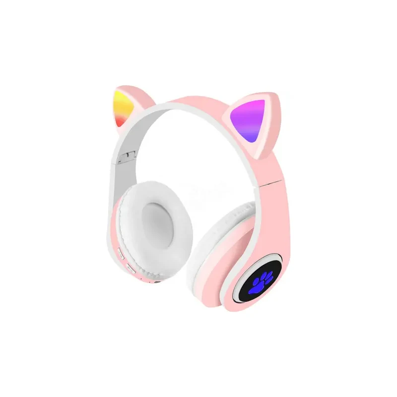 Bezdrátová sluchátka s kočičíma ušima - B39M, růžová - GLAMI.cz
