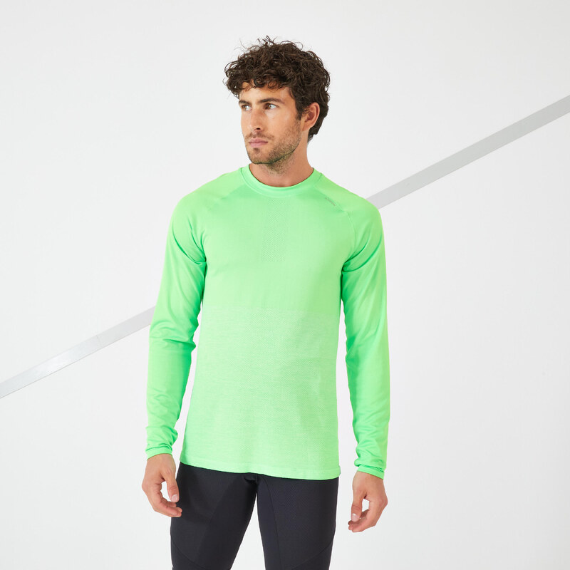 KIPRUN Pánské běžecké tričko s dlouhým rukávem Kiprun Care zelené
