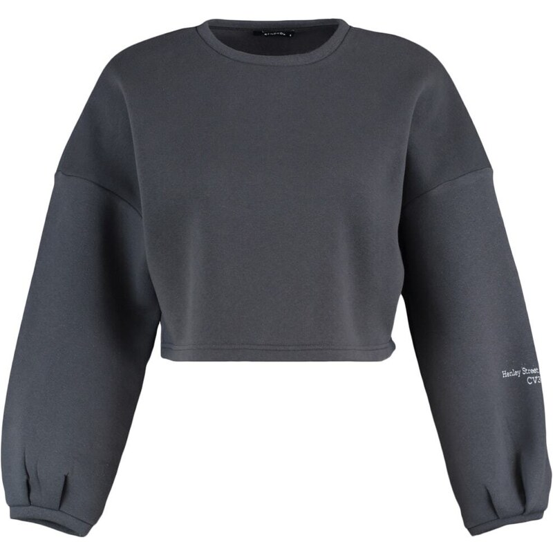 Trendyol Smoked Thick With Fleece Inside, Comfortable Cut with Crop Sleeves and Printed Knitted Sweatshirt