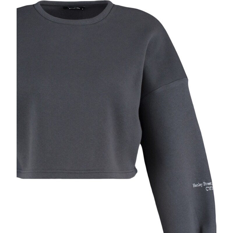 Trendyol Smoked Thick With Fleece Inside, Comfortable Cut with Crop Sleeves and Printed Knitted Sweatshirt