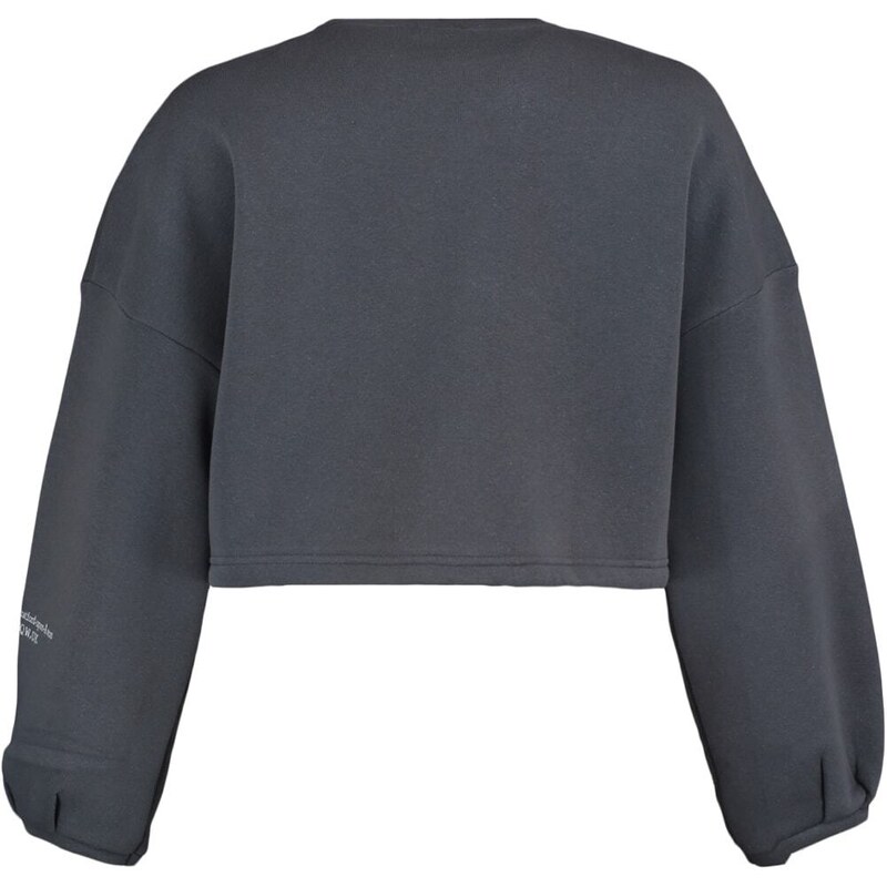 Trendyol Smoked Thick With Fleece Inside, Comfortable Cut with Crop Sleeves and Printed Knitted Sweatshirt