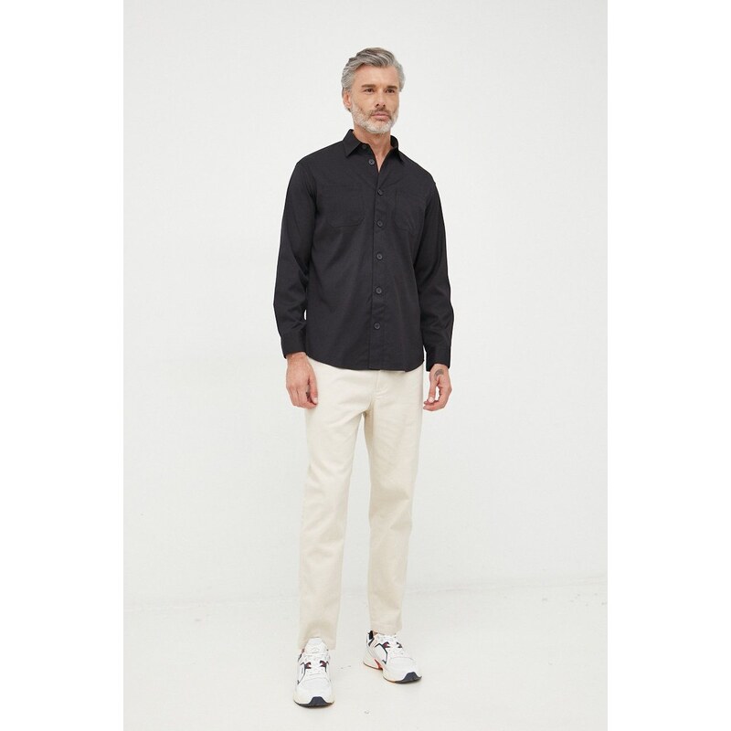 Bavlněné kalhoty Emporio Armani pánské, béžová barva, jednoduché
