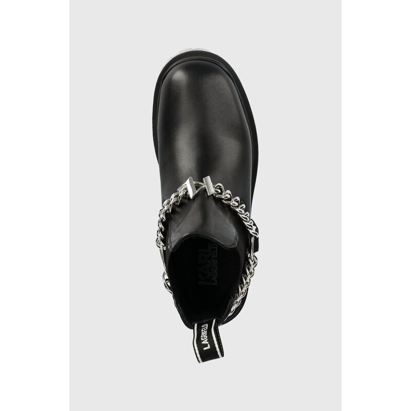 Kožené kotníkové boty Karl Lagerfeld Biker Ii dámské, černá barva, na platformě