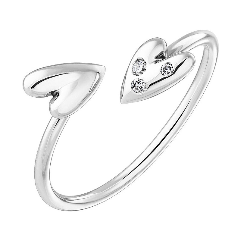 Tiami Prsten z bílého zlata s diamanty Cute Heart Twins