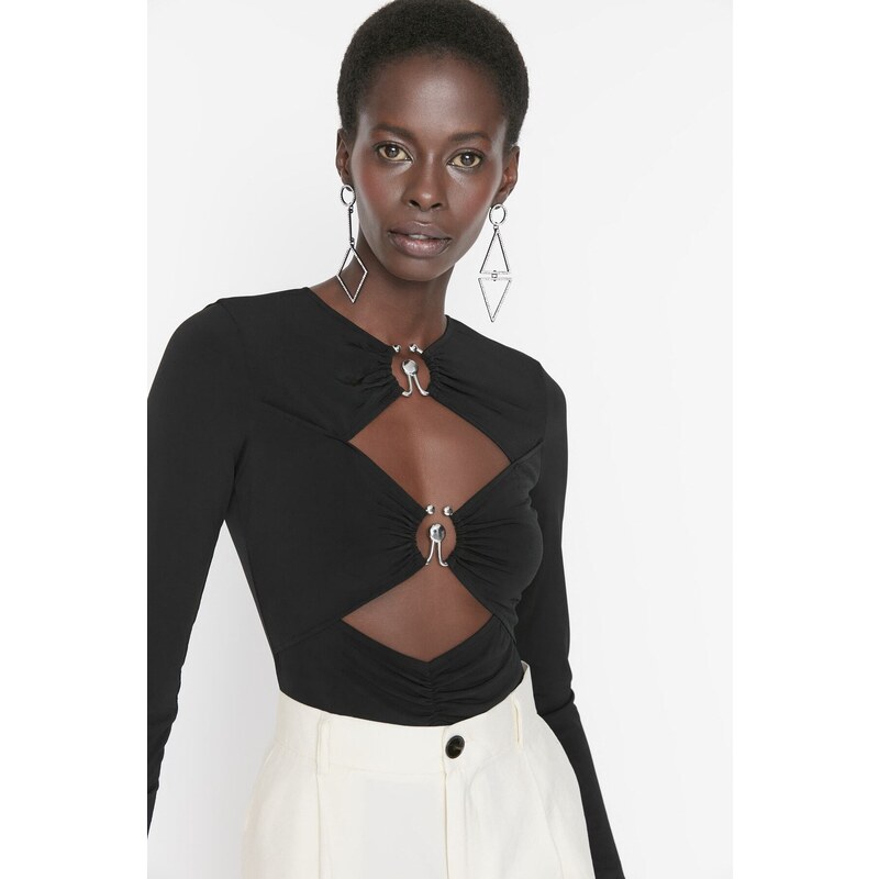 Trendyol Black Window/Cut Out Detailed Accessory Snaps Body