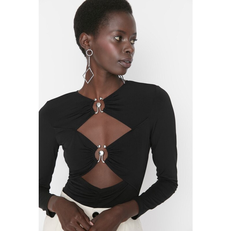 Trendyol Black Window/Cut Out Detailed Accessory Snaps Body