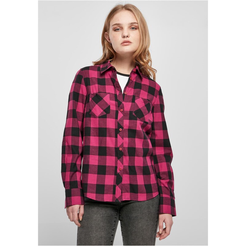 Urban Classics Ladies Turnup Checked Flanell Shirt wildviolet
