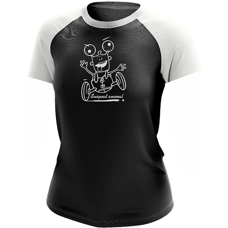 Suspect Animal Dívčí funkční tričko CRAZY raglán krátký rukáv Bamboo Ultra CLASSIC - Černá/bílá / 120