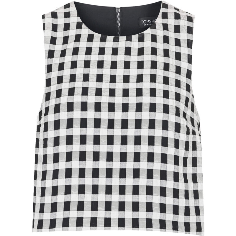 Topshop Textured Gingham Shell Top
