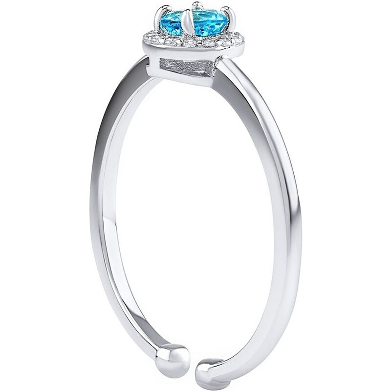 Silvego Stříbrný otevřený prsten Lady s pravým modrým topazem a Brilliance Zirconia