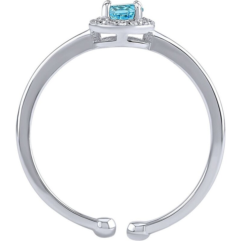 Silvego Stříbrný otevřený prsten Lady s pravým modrým topazem a Brilliance Zirconia